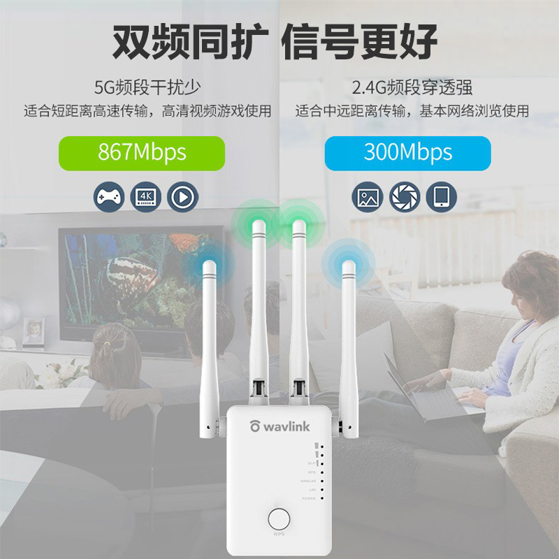 【千兆放大器】家用双频wifi信号扩大器无线增强器AC1200M中继器大功率5g网络路由双网口apwf - 图1