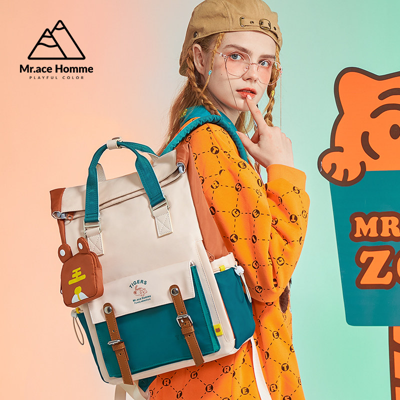 mrace萌虎系列复古女自制双肩包 mracehomme简恬双肩背包