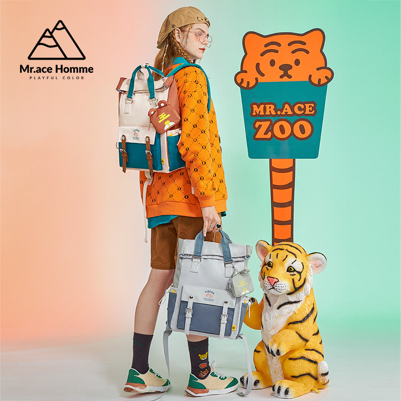 mrace萌虎系列复古女自制双肩包 mracehomme简恬双肩背包