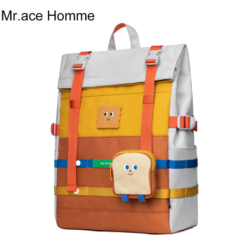 mrace大容量日系电脑ins潮双肩包 mracehomme简恬双肩背包