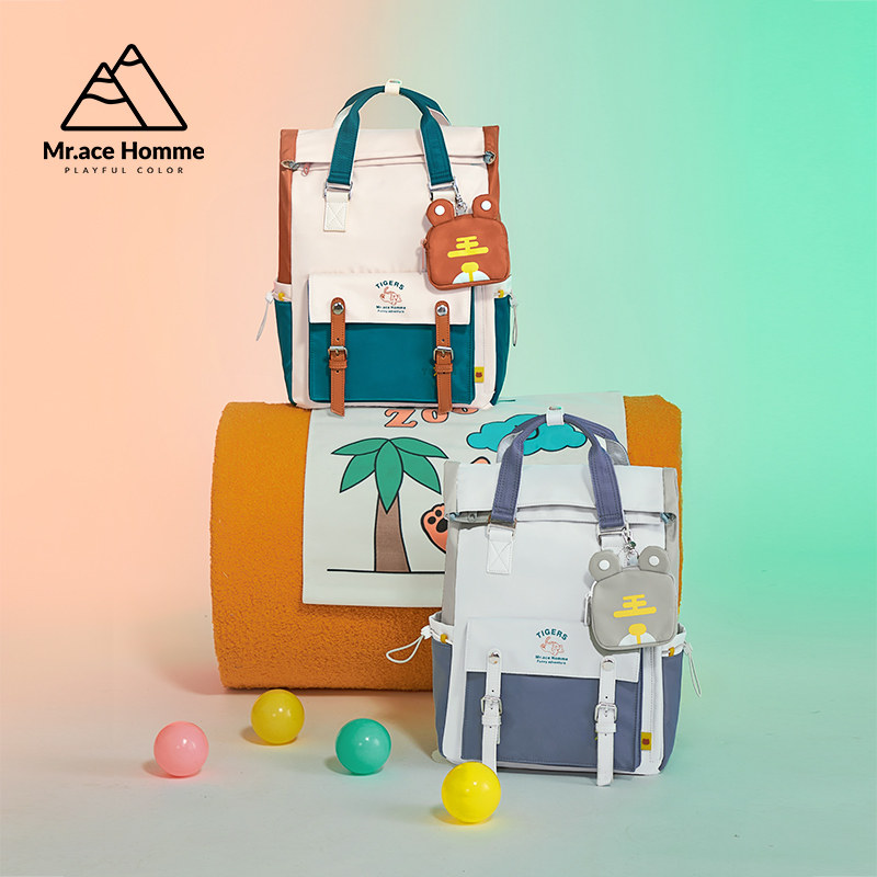 mrace萌虎系列复古女自制双肩包 mracehomme简恬双肩背包