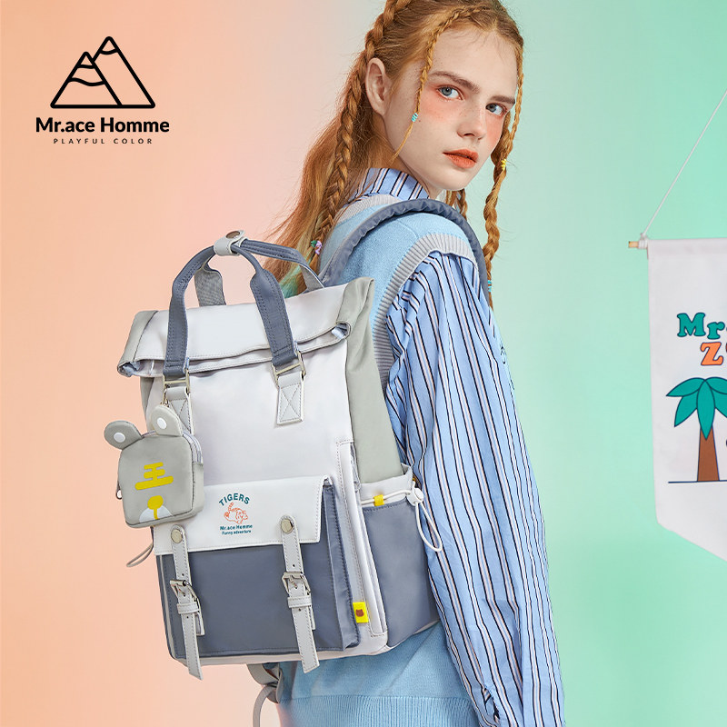 mrace萌虎系列复古女自制双肩包 mracehomme简恬双肩背包