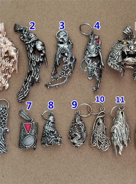 民族镀银鹿角套狗牙包银镶嵌配饰套牙尖套挂饰DIY龙凤吊坠托