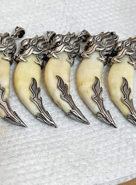 个人订制纯银貔貅吊坠霸气手工真牙男士项链随身挂件可订做