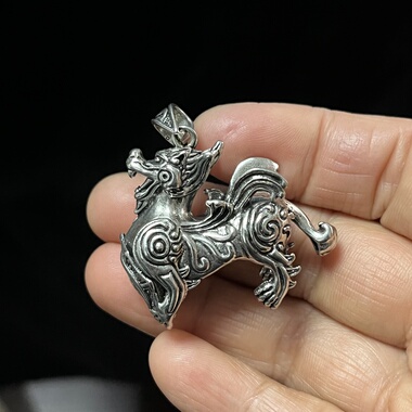 铜镀银吊坠爪子套貔貅吊坠套托白铜挂件大号熊虎牙镶嵌配件