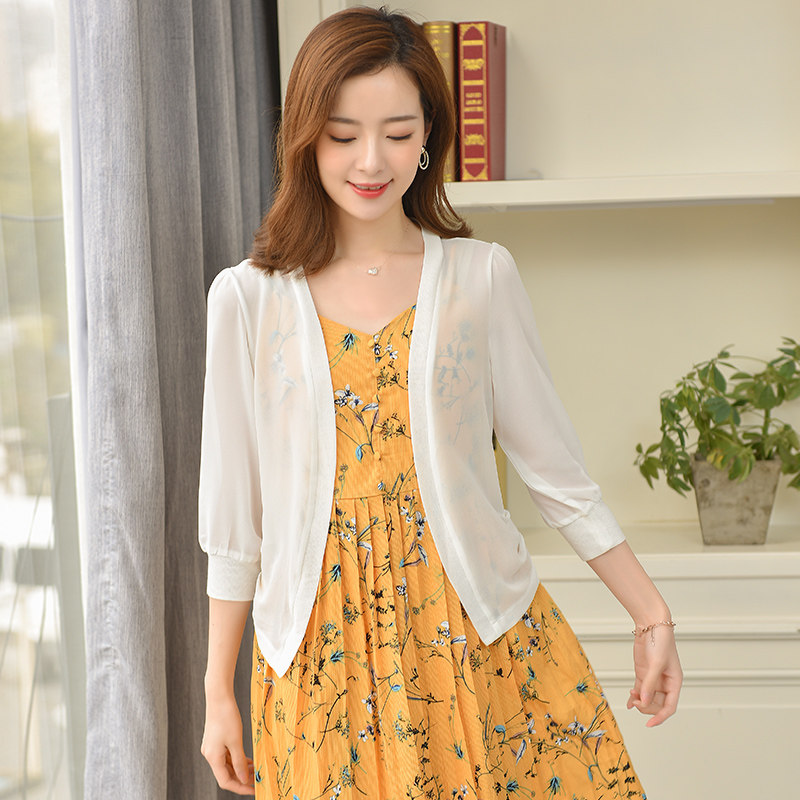 女雪纺小披肩夏百搭短款薄防晒衣 mfaithful短外套