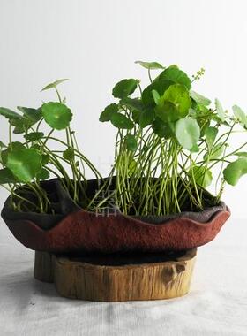 全手工手捏紫砂水培土培花盆花瓶