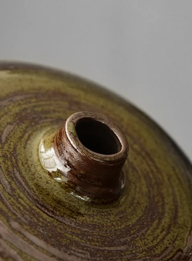 水培禅意花器仿古日式陶瓷小花瓶小花插器皿粗陶摆件茶桌茶几