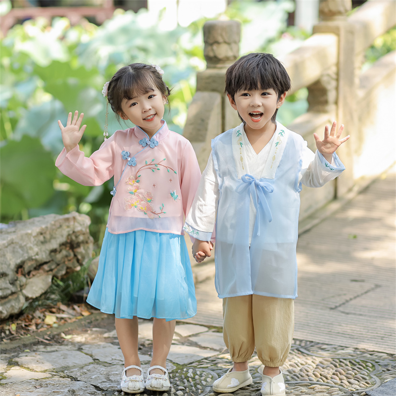 童装汉服女童中国风儿童唐装演出服小女孩古装套装春夏季改良秋款