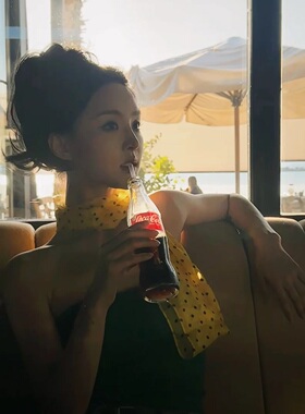 黄色波点丝巾女春夏季清新度假风系颈长款丝巾百搭俏皮气质小丝巾