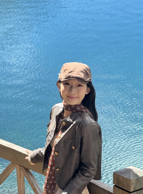 法式复古棕色波点丝巾女系脖薄款长条围巾飘带颈饰裤子配饰腰带潮