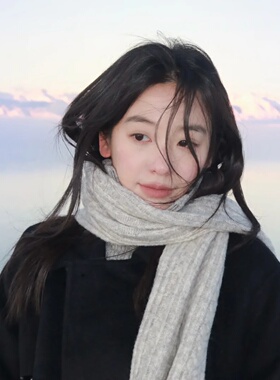 浅灰色针织围巾女新款韩系百搭加厚保暖披肩围脖两用护颈软糯美型