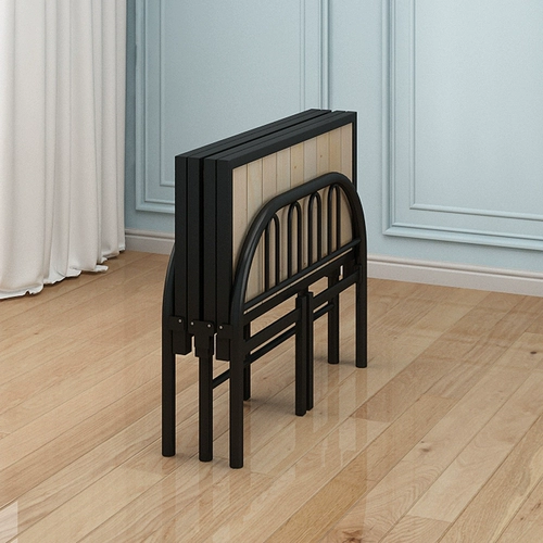 Складные простыни с твердым деревом простой кровать домашний офис обеденный перерыв для взрослого поднятия сна, чтобы сопровождать кровать железной кровать