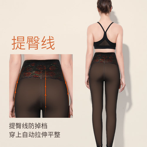 假透肉打底裤女秋冬加绒加厚外穿肉色高腰棉裤特厚大码肤色保暖裤 - 图2