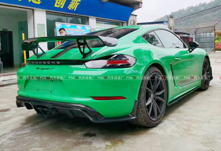 16-20款保时捷Cayman Boxster 718改装包围碳纤维后唇尾唇后扰流 - 图1