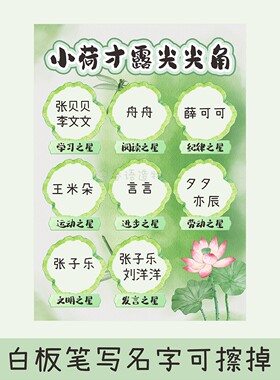 班级之星幼儿园小学小荷才露尖尖角布置教室场景墙贴激励班级文化