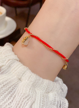 日韩气质时尚本命年葫芦红绳手链个性轻奢简约百搭可调节手饰