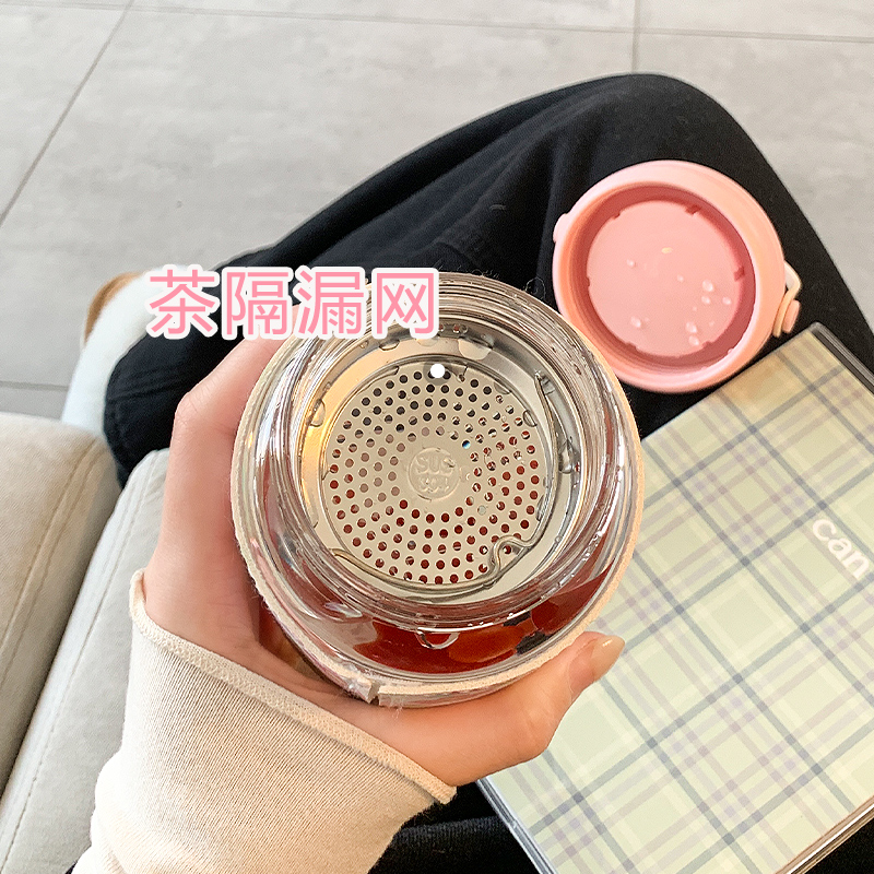 可爱水杯女生高颜值泡茶防烫带滤网便携2024新款学生喝水玻璃杯子