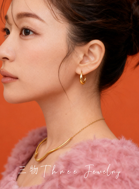 三物THREE日韩休闲不规则独特个性波浪气质项圈 叠戴款短项链