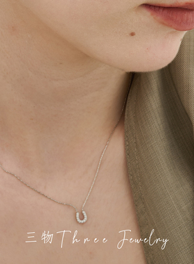 三物THREE钛钢轻奢简约百搭小众设计满钻项链高级感锁骨链女