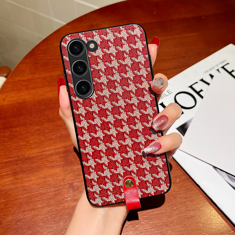 Icool适用三星s25手机壳S24格纹皮壳套s23复古轻奢风s22ultra外壳硅胶Note20Ultra全包边水钻壳女s21送皮挂绳 - 图1