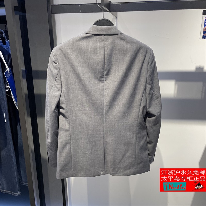 太平鸟男装2021年春季新款灰色修身时尚商务正装西服潮 BYBAA1X01