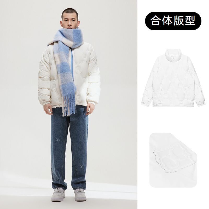 GXG男装商场专柜白色羽绒服潮时尚立领压花冬季新品 GD1111156I