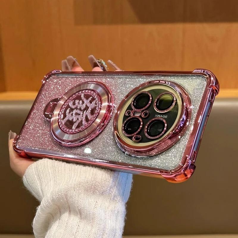 發财气囊防摔支架适用华为mate70pro手机壳全包电镀mate60Pro/50/40简约透明pura70/ultra保护套nova12/13Pro - 图3