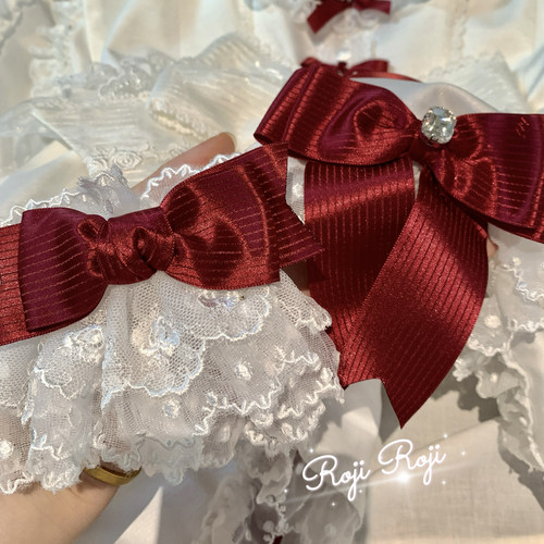 roji原创Lolita蕾丝手袖草莓天使樱花树下搭配蝴蝶结洛丽塔小物 - 图2