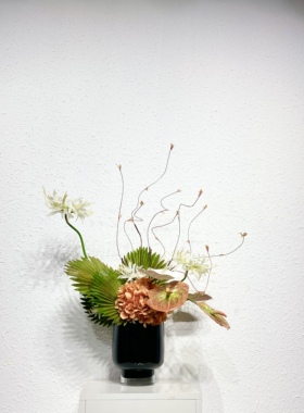 迦南设计师现代简约橙色仿真花艺样板间售楼处茶几餐桌装饰品摆件