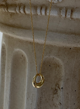 S925银镀金简约圆环小众吊坠项链女锁骨链