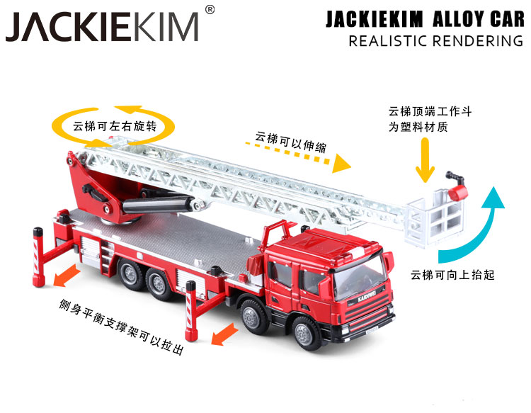 凯迪威工程运输挖掘救援货柜压路机洒水车翻斗车吊车合金车模玩具-图2