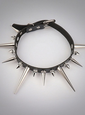 男M长铆钉暗黑朋克可调节项圈