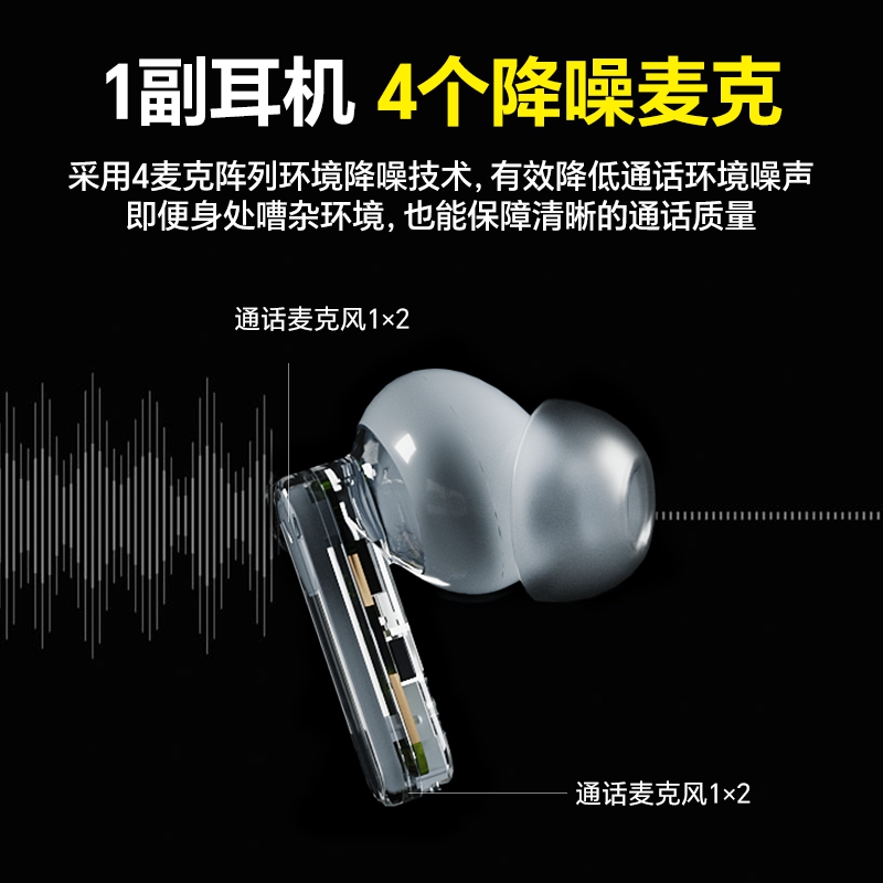 击音无线蓝牙耳机主动降噪入耳式高音质游戏运动适用苹果华为GT5-图1