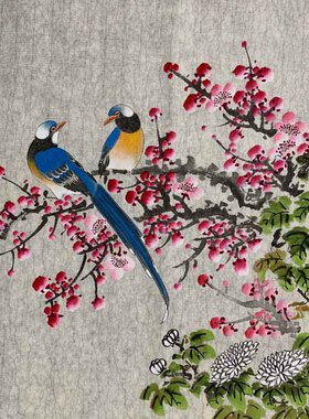 梅兰竹菊纯手绘饭厅工笔花鸟画