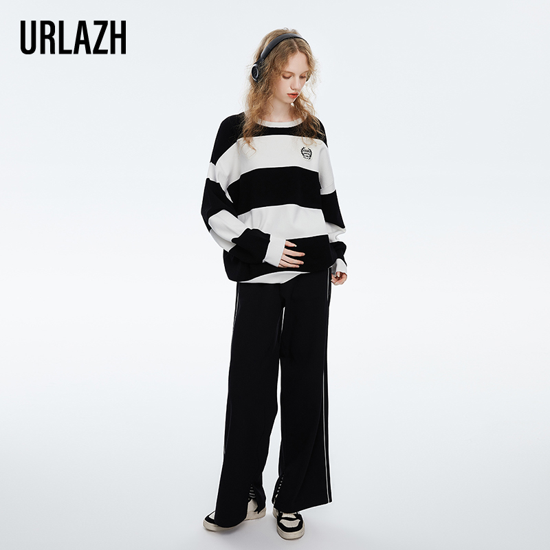 URLAZH有兰新款黑色宽松直筒休闲裤女IM1PA34 - 图2