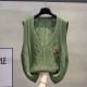 Cotton and linen v-neck knitted vest hollow sweater waistcoat