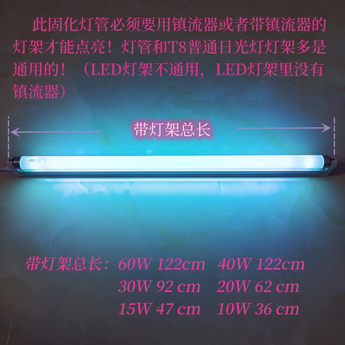 高效UV紫外线固化灯管晶瓷画无影胶感光胶固晒版曝光灯管T820 40W - 图2