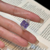 Leidy Ocean Sugar Cube 10*12 Ice Purple Three Stone Ring