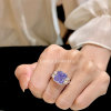 Leidy Ocean Sugar Cube 10*12 Ice Purple Three Stone Ring