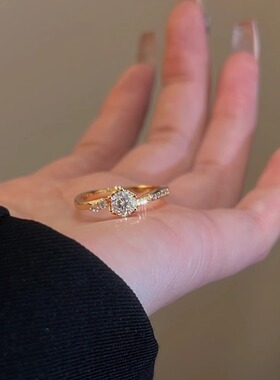 蕾迪50分莫桑意大利真空镀金工艺小众气质简约高级百搭[遇见]戒指