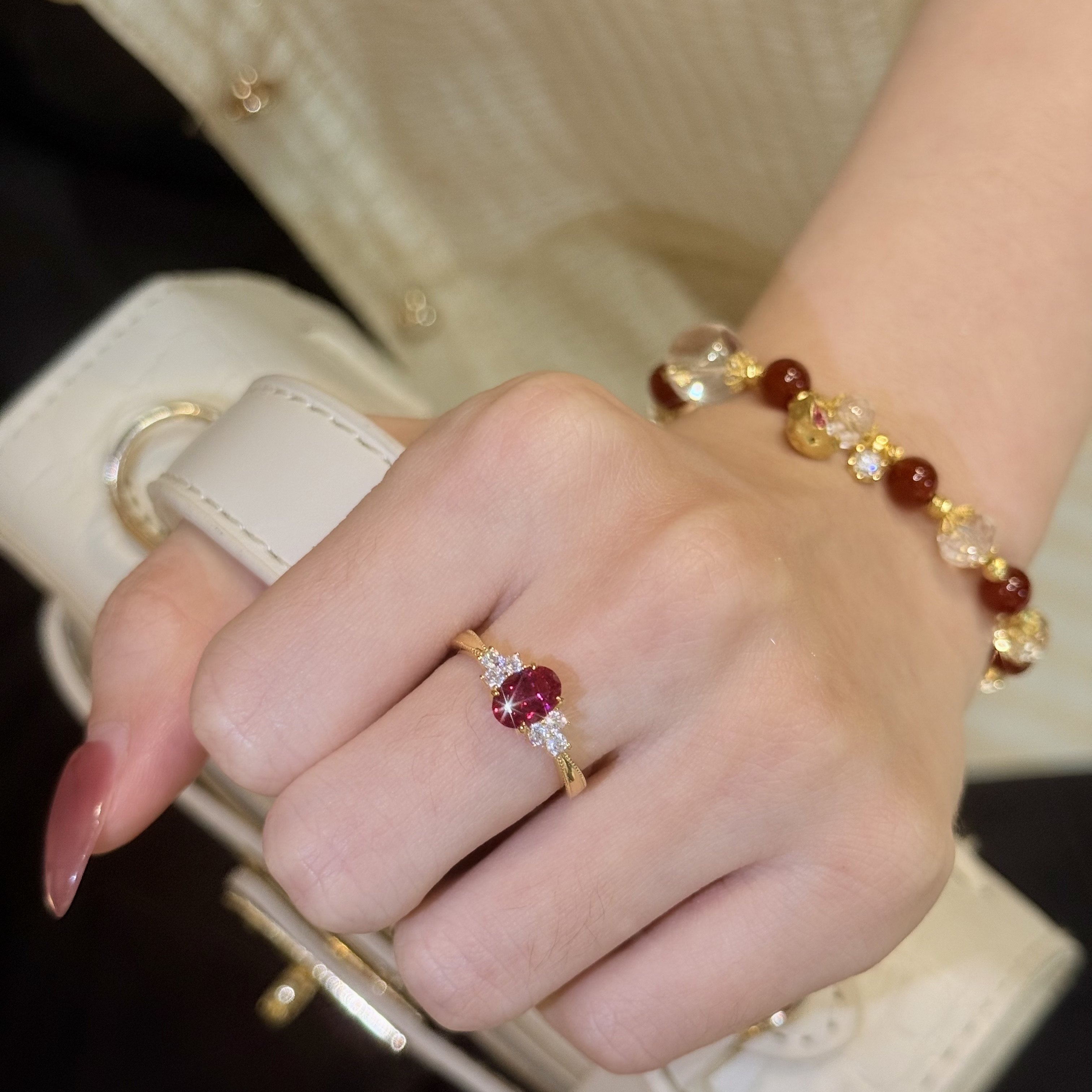 蕾迪「爱丽丝仙境」｜黄皮必冲！！培育红宝鸽子蛋s925银镀金戒指,淘宝优惠券,粉丝福利购,淘宝优惠卷