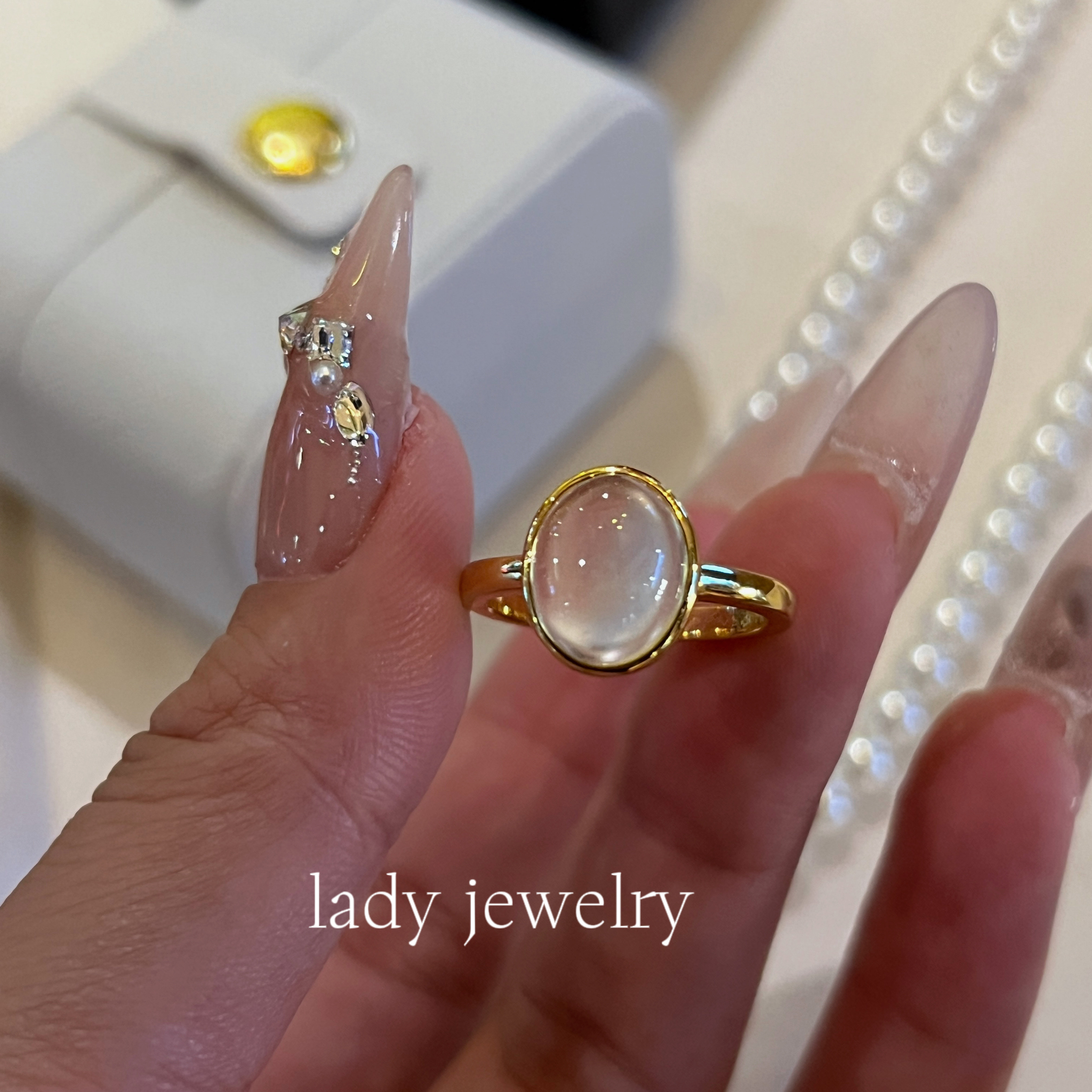 Leidy high-end new Chinese style minimalist natural water foam jade s925 silver water foam high ice and high transparency ring