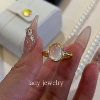 Leidy high-end new Chinese style minimalist natural water foam jade s925 silver water foam high ice and high transparency ring