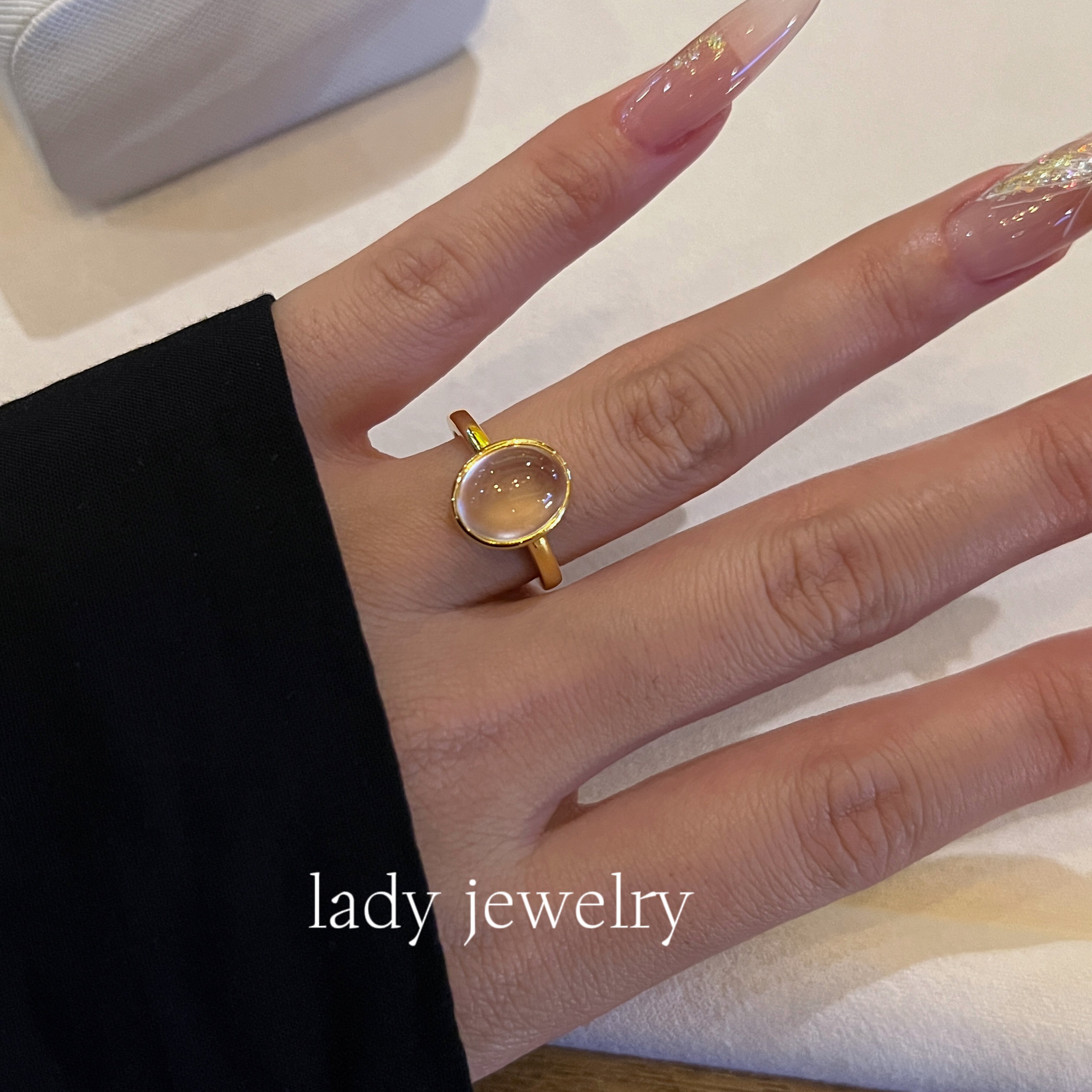 Leidy high-end new Chinese style minimalist natural water foam jade s925 silver water foam high ice and high transparency ring