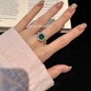 Leidy Ice Tower Classic Muzu Green 3 Carat S925 Silver High-end Fashion Niche Versatile Ring for Women