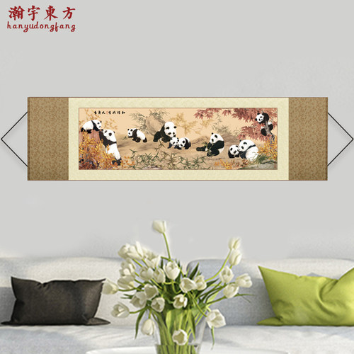 出国送外国人礼品丝绸卷轴画送老外礼物中国传统四川特色熊猫脸谱 - 图1