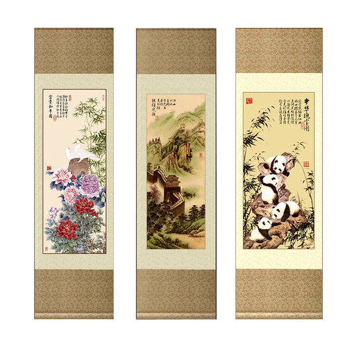 出国送外国人礼品丝绸卷轴画送老外礼物中国传统四川特色熊猫脸谱 - 图3