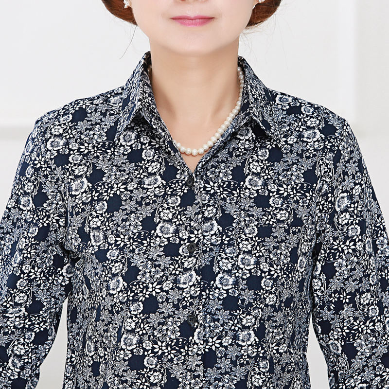 中老年女装长袖衬衫春秋大码妈妈装纯棉碎花衬衣宽松老年人上衣薄 中老年女装长袖衬衫春秋大码妈妈装纯棉碎花衬衣宽松老年人上衣薄
