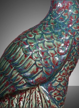 禹州神垕孔雀钧瓷手工家居轻奢创意简约陶瓷摆件鸿运当头孔雀摆件